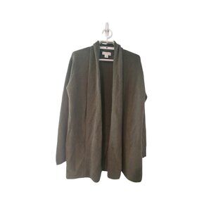 Pure Splendor cardigan sweater womens XXS green ribbed 100% cashmere long line